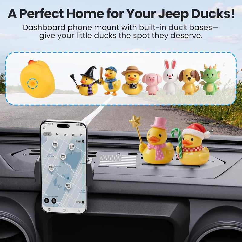 DIAMOOKY Upgraded Metal Phone Mount for Jeep Wrangler JL JLU 2018-2023 & Gladiator JT 2020 2021 2022 2023 Accessories, Dash Phone Holder with Duck Mounts System Kit (Not for 4xe & 2024+) - Image 5